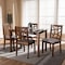 Baxton Studio Abilene Walnut Finished and Grey Upholstered 5-Piece Dining Set 149-8963-8959 - alternate 2